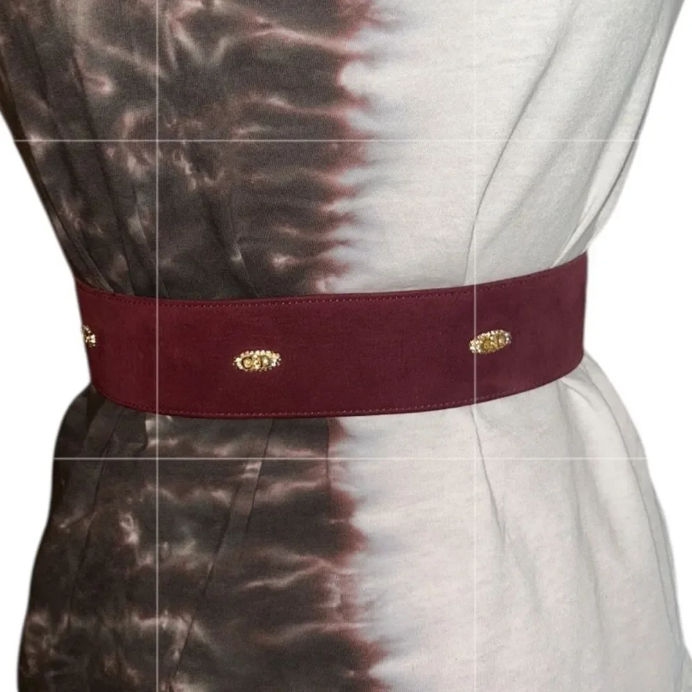 Vintage Christian Dior Burgundy Leather/Suede Belt(Size 70)